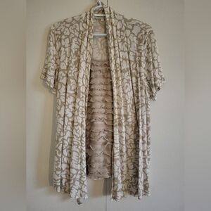 Fred David Beige and White Cardigan With attach Top